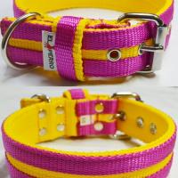 4 cm széles JUICY SWEET STRIPS nyakörv - sárga/pink